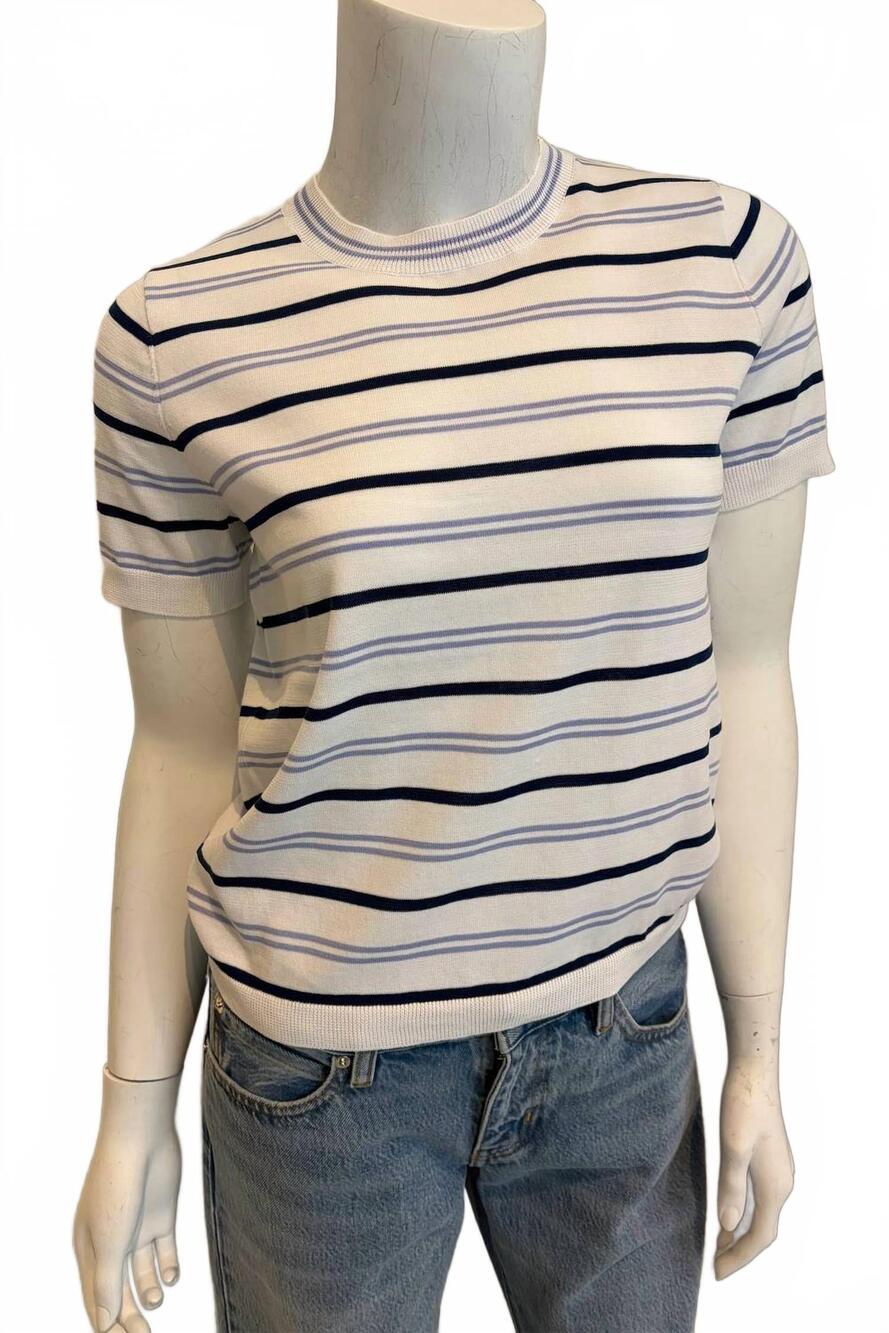 NEW DEMYLEE NEW YORK women's short sleeve cotton top in maxine stripe